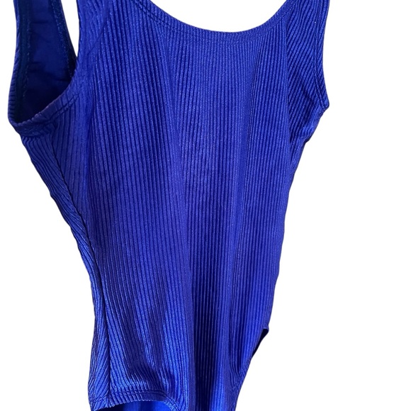 Vintage 90s Catalina royal blue ribbed one piece swimsuit low back 12 - Picture 12 of 15